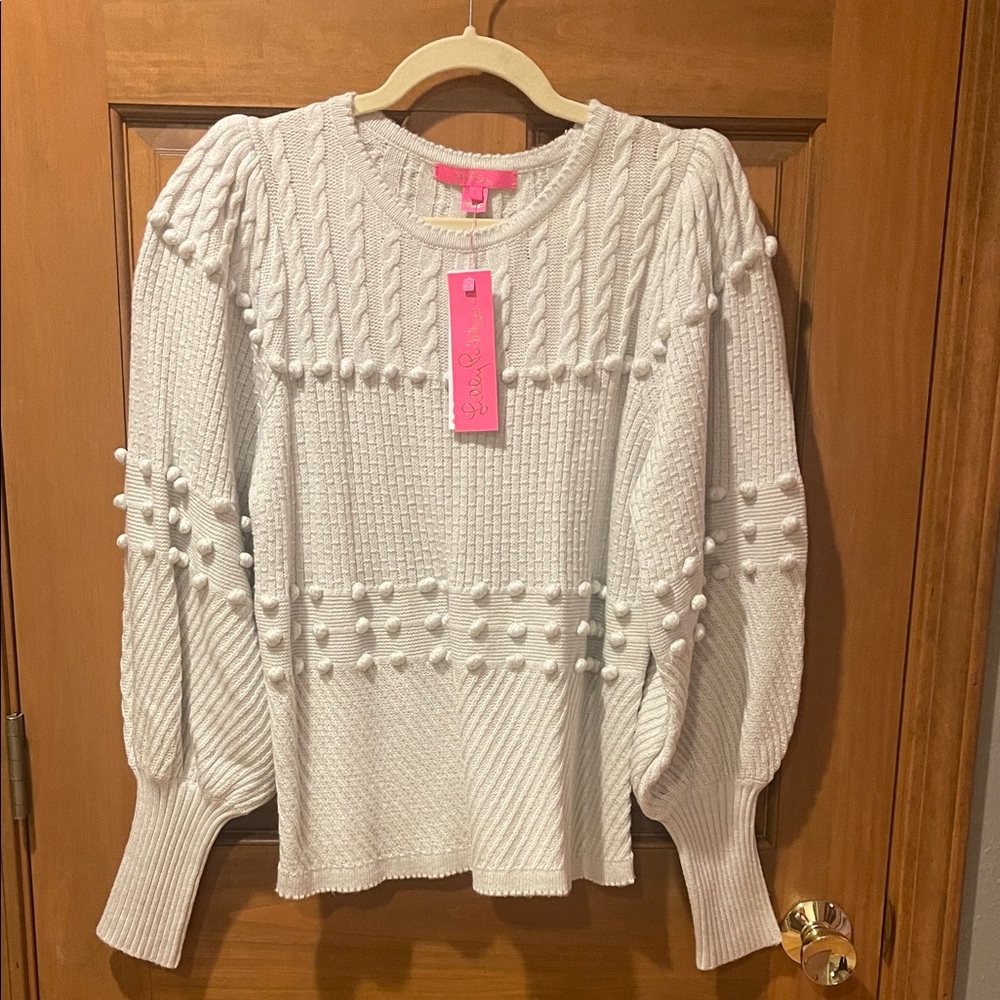 Lilly Pulitzer heathered seaside grey Cable Knit Sweater